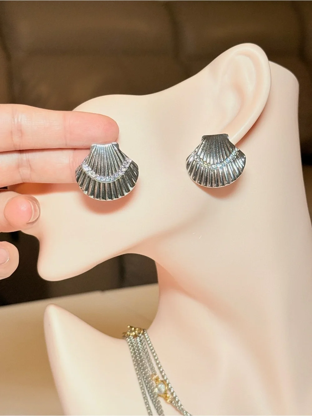 Silver Shell-Style Earrings - Women Jewelry